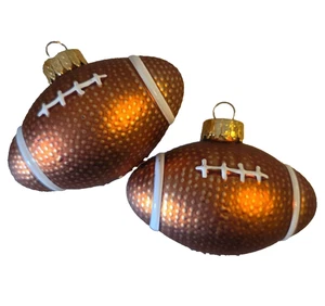 2 Glass Football Christmas Ornaments 3.25 Inches Long - Picture 1 of 5