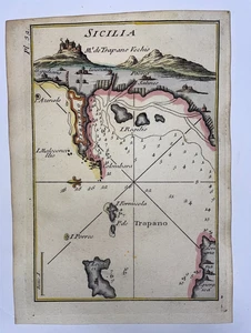 TRAPANI SICILIA ITALIA 1764 JOSEPH ROUX CARTA MARINA ANTIGUA SIGLO XVIII - Imagen 1 de 2