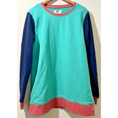 Sudadera Lands’ End L Serious Sweats grande T 14 16 verde azulado bloque de color vintage Foto 1 de 4