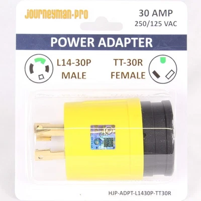 Adaptador de cable de alimentación para autocaravana Journeyman-Pro 125/250 VAC 30 amperios macho a hembra TT-30/... Foto 1 de 4