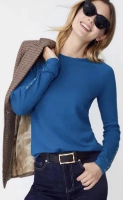 Suéter J.Mclaughlin Jamey Joyería Botón Mangas Largas, Azul Lago y Dorado Foto 1 de 4