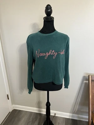 Wallflower Green Sweatshirt With Embroidered Naughtyish Script - Image 1 of 4