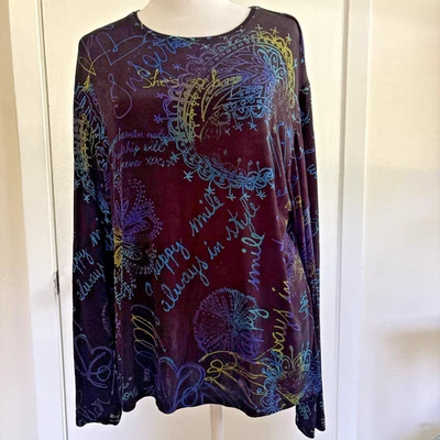 Chicos Travelers Womens Size 3 XL 16 Black Slinky Knit Long Sleeve Stretchy Top - Image 1 of 4