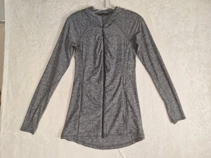 Women's XS ATHLETA Heather Gray Long Sleeve Full Zip Jacket Hoodie Pockets Thumb - Picture 1 of 11