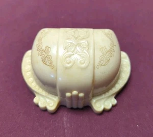 Vintage Art Deco Cream Celluloid Ring Box with Burgundy Velvet Interior - Picture 1 of 8