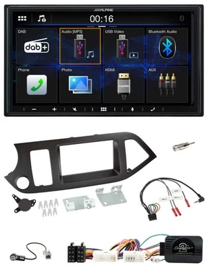 Alpine Bluetooth 2DIN Lenkrad DAB USB Autoradio für Kia Picanto ab 11 ohne Start - Bild 1 von 4
