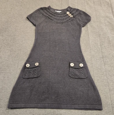 Vestido Suéter Bonnie Jean Niña con Detalles Tejido con Cable Manga Corta Gris Talla 12 Foto 1 de 4