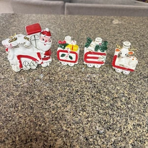 Vintage Commodore N-O-E-L Express Santa Train Candle Holders Japan Reindeer - Picture 1 of 22