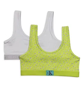 Calvin Klein Little Girls' Kids Monogram Bralettes Bra - Pack of 2 - Picture 1 of 5