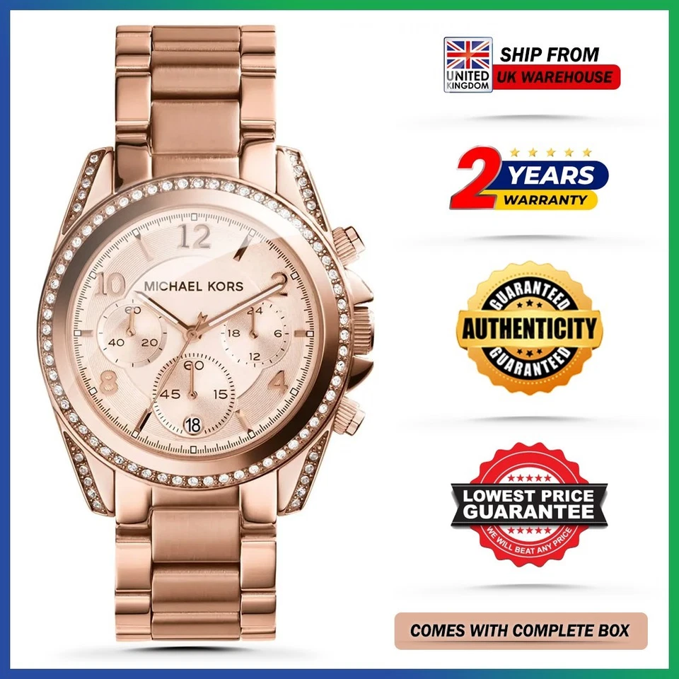 NEW GENUINE MICHAEL KORS MK5263  BLAIR CHRONO ROSE GOLD STRAP DIAL WOMENS WATCH - Image 1 of 1