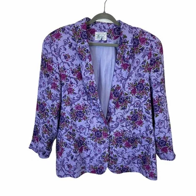 Blazer Pendleton Mujer Talla 18 W Country Sophisticates Floral Púrpura De Colección Biblioteca Foto 1 de 4