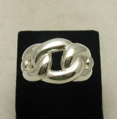 Plain Genuine Sterling Silver Ring Solid 925 Links Handmade Hallmarked Empress - Image 1 of 4