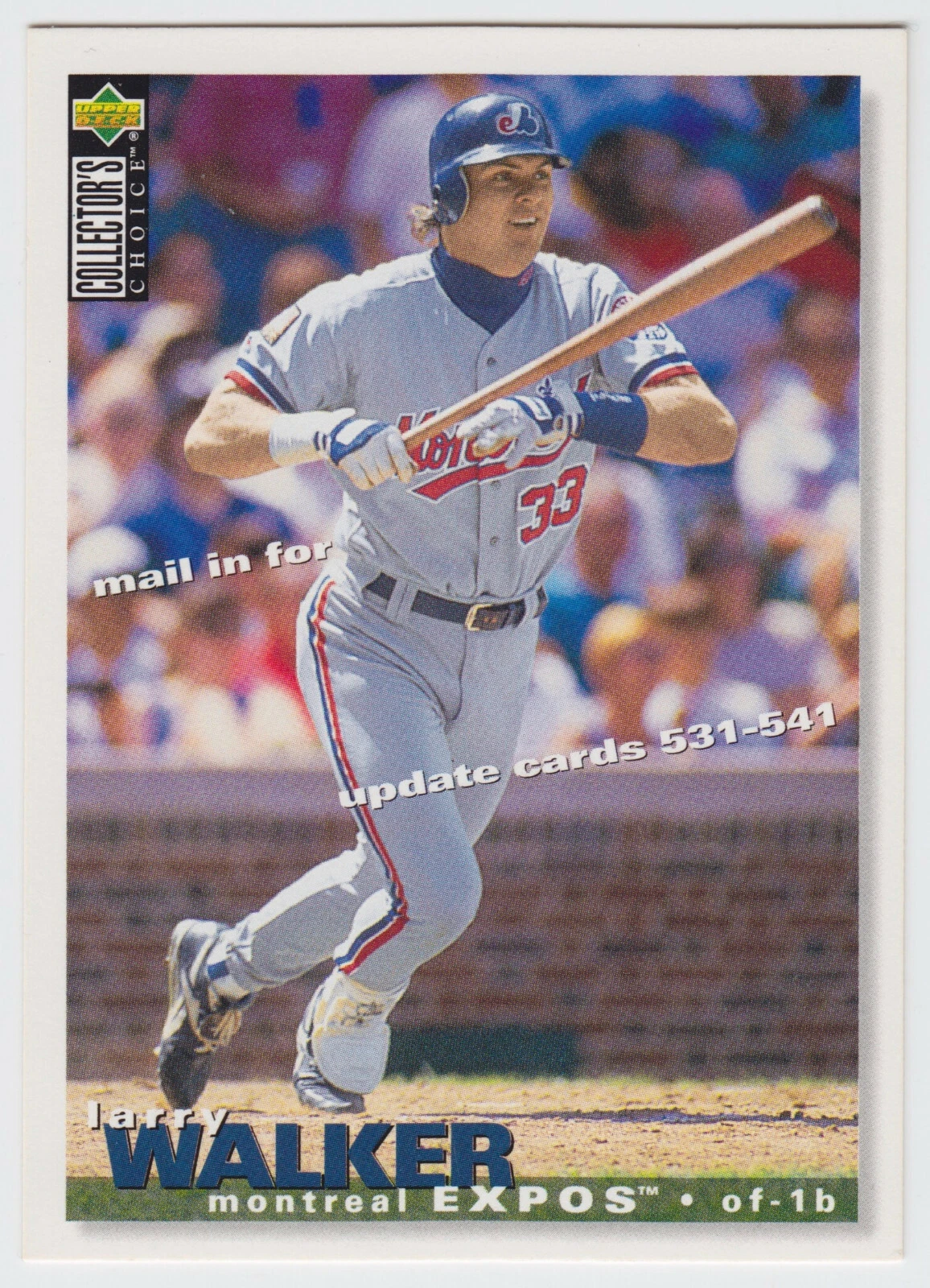 1995 Collector’s Choice - Trade Cards - Larry Walker - #1 - Expos - NrM-Mt
