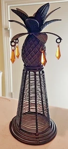 Vintage Hollywood Regency Metal Pineapple Tower Candle Holder Stand Heavy EUC - Picture 1 of 10