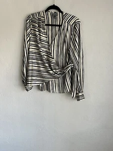 Worthington striped wrap blouse size large - Picture 1 of 6