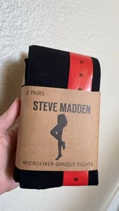 Steve Madden Women's M Microfiber Opaque Tights 2 Pairs - Picture 1 of 2