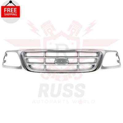 New Front Grille Chrome Shell with Paintable Insert Fits 1999-2003 Ford F-150 Foto 1 de 4