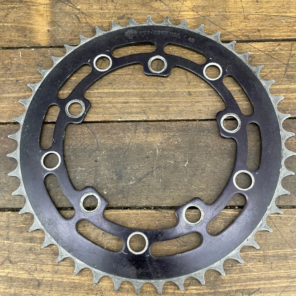 Anel corrente BMX pescoço tuf 45 dentes 45t 110 130 EUA roda dentada tufo BMX old school - Imagem 1 de 4