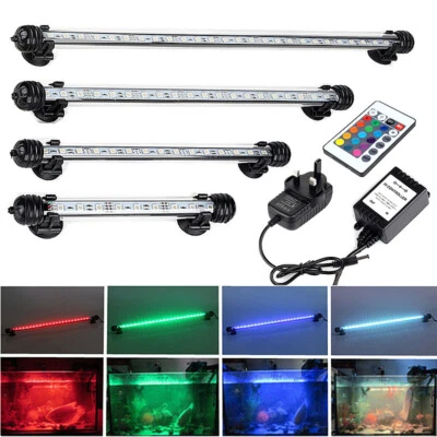 GREENSUN 12 Sizes Aquarium Fish Tank Submersible LED Light Lamp Tube Bar RGB White & Blue