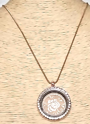 30MM Floating Charms Memory Glass Locket Crystal Pendant Necklace 18" Chain - Image 1 of 4