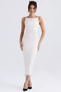 Vestido Midi HOUSE OF CB 'Margiela' Marfil Cristalizado S 8/10 3463 - Imagen 1 de 12
