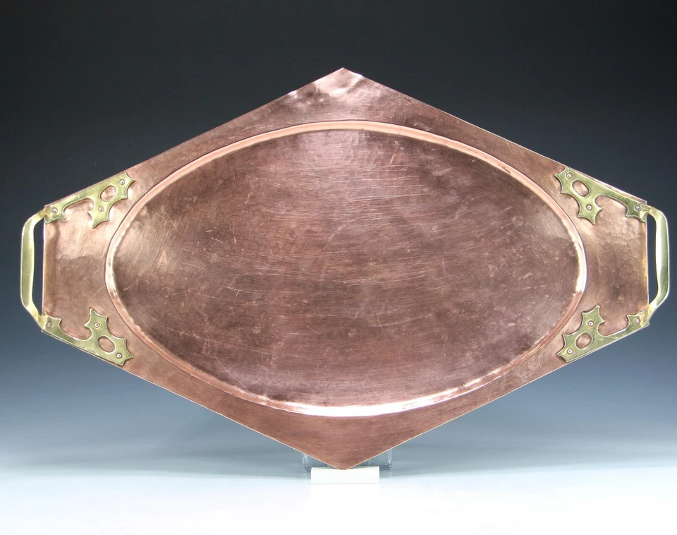 Großes Jugendstil Kupfer / Messing Tablett - 58 x 37,5 cm - circa 1910 - Bild 1 von 4