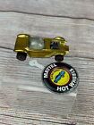 Vintage 1968 Hot Wheels Redline Gold w/ White Interior Beatnik Bandit w/ Button