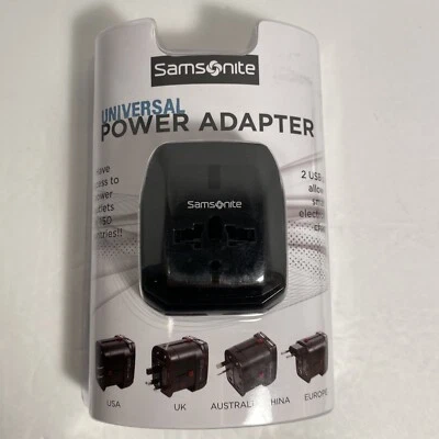 New Samsonite Universal Power Adapter (2 USB Ports) - Item #43685-1041 Black - Image 1 of 4