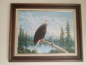 William J Elbert's "Freedom Eagle" Oil on Canvas 18"x25" 1991 Rainier, Oregon - Picture 1 of 5