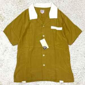 MOMOTARO JEANS Rayon Short Sleeve Shirt Mustard Men's Size 38 - Picture 1 of 7
