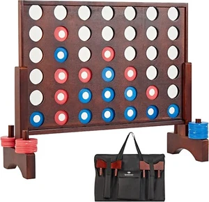 Giant 4 in A Row Game, Wooden Jumbo 4-to-Score Game Set for Indoor & Outdoor ... - Picture 1 of 8