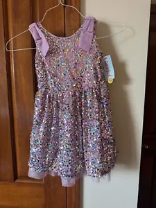 Cat & Jack Girls' Sequin Tulle Dress XS 4/5 Lavender Purple NEW Easter NWT - Picture 1 of 8