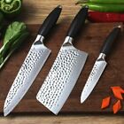 Chef Cleaver Utility Knife Set Hammered Stainless Steel G10 Handle Slicing Beef