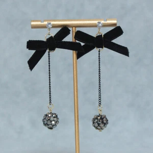 Pendientes Borla Lazo Moda Pendientes Tela Terciopelo Negro y Elegante Pendiente - Imagen 1 de 4