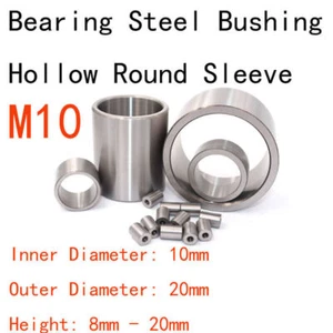 M10 10mm Inner Dia Bearing Steel Bushing Hollow Round Sleeve 20mm OD 8mm-20mm L - Afbeelding 1 van 2