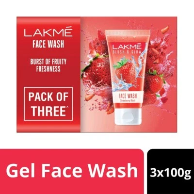 Combo de lavado facial con extractos de frutas Lakmé Blush&Glow Fresa 100 g (paquete de 3) Foto 1 de 4