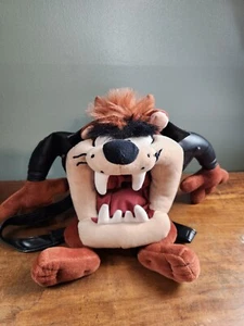 Tyco Vintage 1994 Looney Tunes Taz 15" Plush Biker Jacket Backpack Warner Bros - Picture 1 of 5