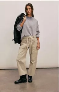 Free People We The Free Moxie Pull- On Barrel Jeans/NWT/27/ Greige/Retail $148 - Picture 1 of 4