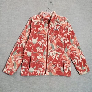 Columbia Girls Jacket XL Red Floral Fleece Pockets Full Zip Long Sleeve - Picture 1 of 10