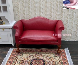 1/12 Dollhouse Miniature Furniture 1pcs Red Leather Single Sofa Love Seat - Picture 1 of 5