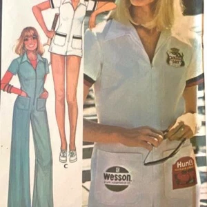 McCalls 4903 Transfers Included Pattern Jumpsuit Miss 8 Long Sporty Vintage 70s - Picture 1 of 7