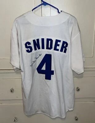 LOS ANGELES DODGERS DUKE SNIDER#4 SIGNED Home White STARTER JERSEY L - Image 1 of 4