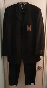 Martino Uomo Moda Super 150's Black Suit Size 42L Pants Size 34 Polyester/Viscos - Picture 1 of 12