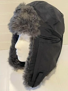 Warm Youth Black Size M Winter Hat Faux Fur Trim Ear Flaps pocket face mask - Picture 1 of 10