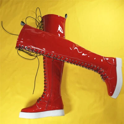 Fashion Sneakers Women's Patent Leather Over The Knee Boots Platform Pumps Shoes - Image 1 of 4