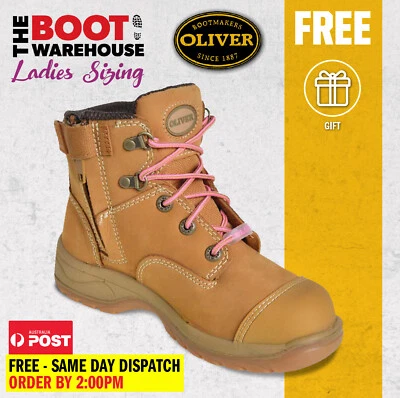 Oliver Work Boots, 49432z, Women's' Wheat Nubuck, Zip Side, Steel Cap Safety,  - image 1 of 4