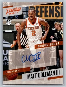 2021 Panini Prestige #PBMCO Matt Coleman III Bonus Shots Firme Auto RC - Foto 1 di 2