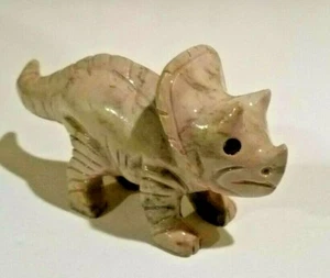 Carved Soapstone Triceratops Dinosaur Rock/Stone 3.5" - Picture 1 of 7