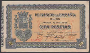 Spain 100 Pesetas 1937 XF++ P. S580, Banknote, Circulated - Picture 1 of 2