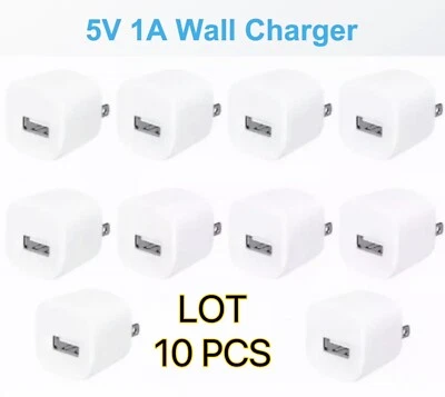 10x Blanco 1A Adaptador de Corriente USB Cargador de Pared para el Hogar Enchufe de EE. UU. PARA iPhone 5S 6 7 8 Foto 1 de 2
